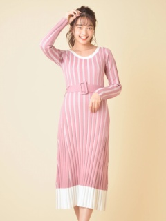 配色ニットロングワンピース ニットワンピース ワンピース Miia ミーア Roomy S Web Store 公式通販 Roomy S Web Store ルーミィーズウェブストア