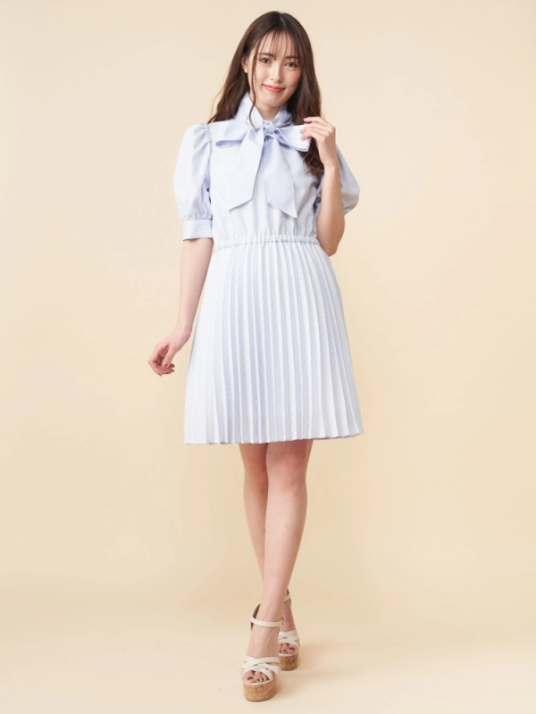関西コレクション21 白間美瑠さん着用 リボンプリーツワンピース シャツワンピース ワンピース Miia ミーア Roomy S Web Store 公式通販