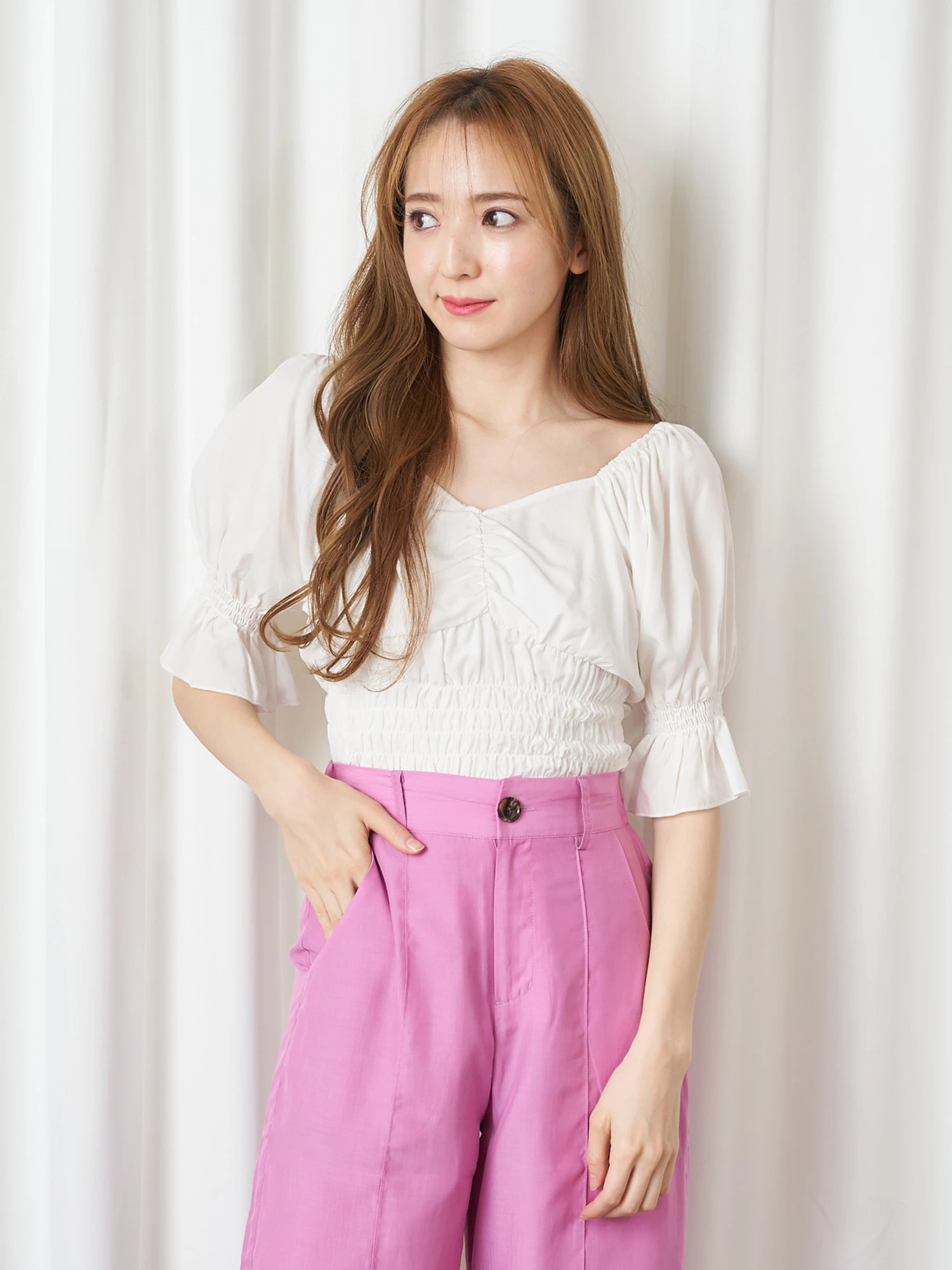 関西コレクション2021 高橋かのさん着用 コットンキャンディーブラウス シャツ ブラウス トップス Miia ミーア Roomy S Web Store 公式通販 32101018 Roomy S Web Store ルーミィーズウェブストア