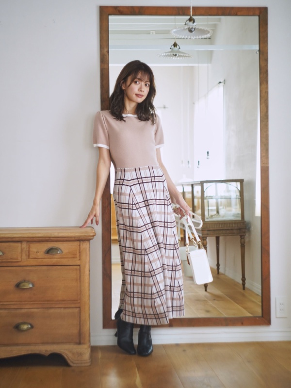 関西コレクション21 鈴木ゆうかさん着用 カリーナチェックニットワンピース ニットワンピース ワンピース Miia ミーア Roomy S Web Store 公式通販