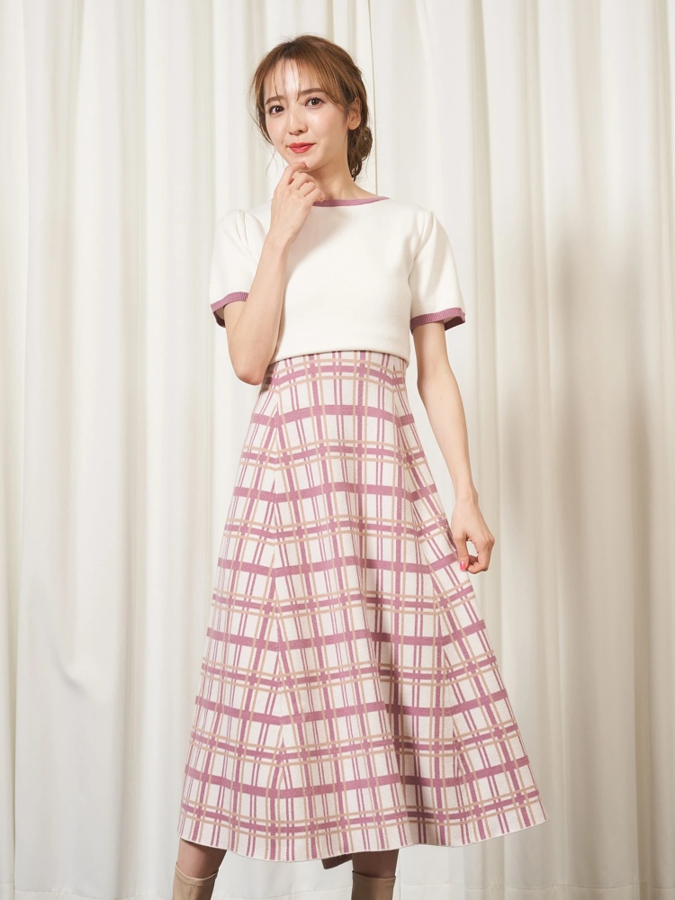 チェックジャガードニットワンピース ニットワンピース ワンピース Miia ミーア Roomy S Web Store 公式通販 Roomy S Web Store ルーミィーズウェブストア