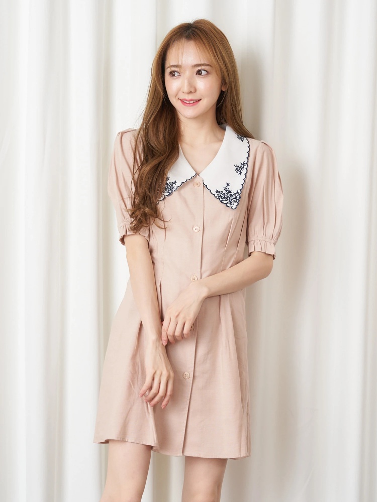 衿刺繍デニムワンピース ワンピース ワンピース Miia ミーア Roomy S Web Store 公式通販 Roomy S Web Store ルーミィーズウェブストア