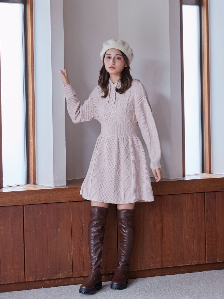 ケーブルニットパーカーワンピース ニットワンピース ワンピース Miia ミーア Roomy S Web Store 公式通販 Roomy S Web Store ルーミィーズウェブストア
