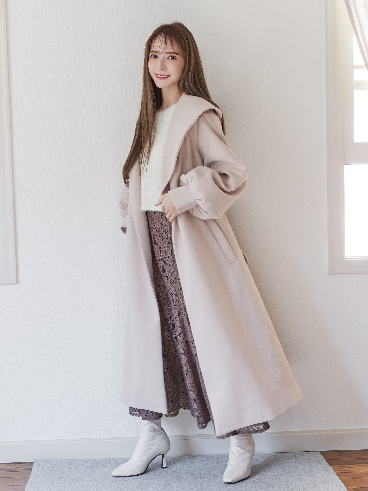 ホワイト系 Free Size 最安値挑戦 Miia ショールカラーコート ロングコート レディースホワイト系free Size 11 4 Www Dawajen Bh