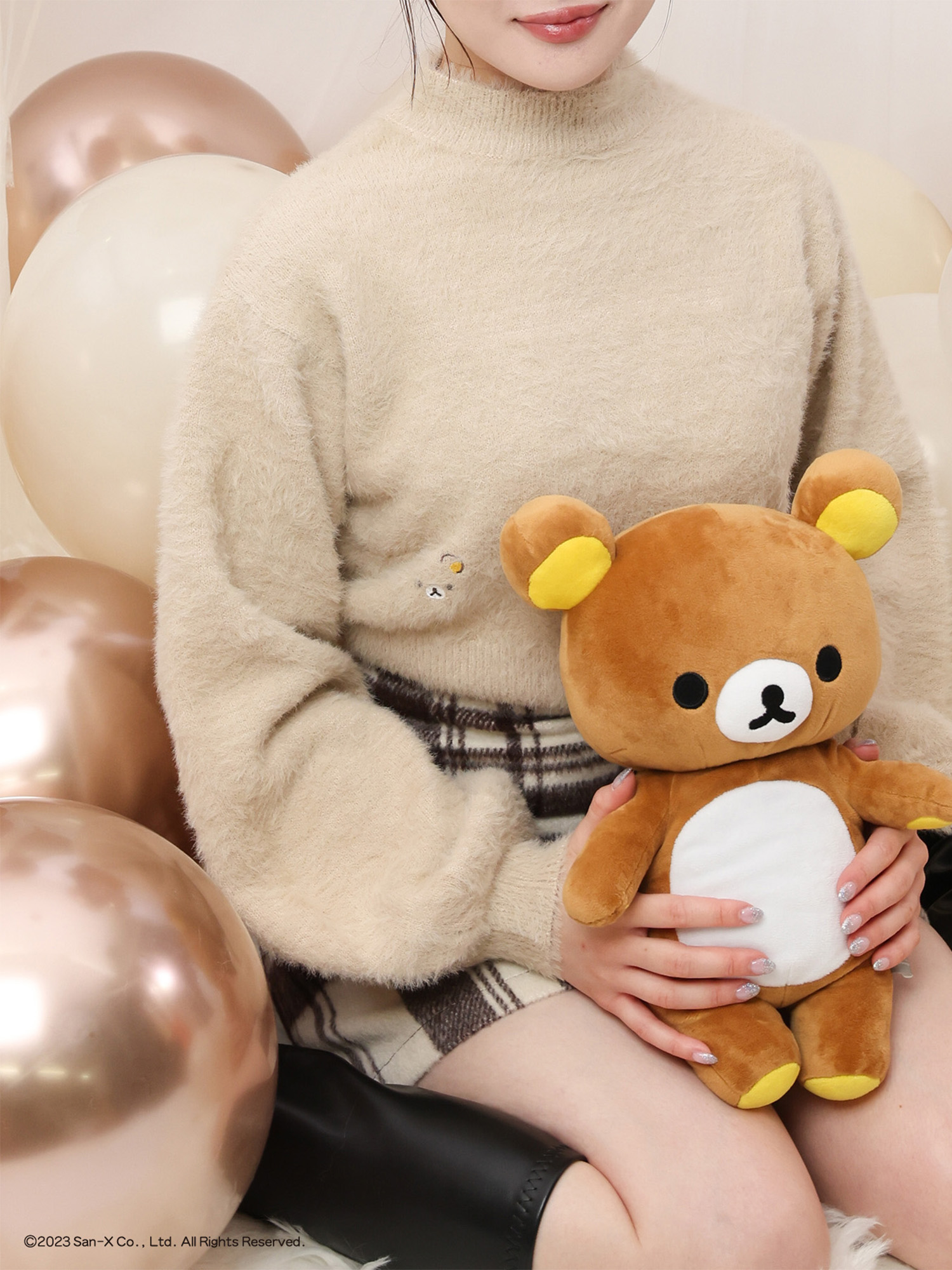 リラックマ ぬいぐるみ R キャップ付き カジュアル　ボーダーTシャツ　ビッグ リラックマ ぬいぐるみ R キャップ付き カジュアル ボーダーT
