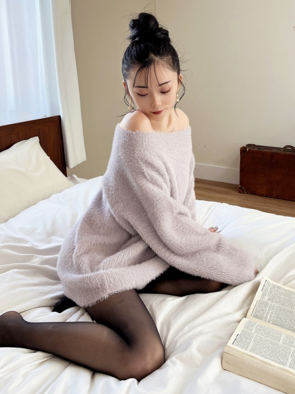 ふわふわシャギーニットワンピース(オフホワイト)