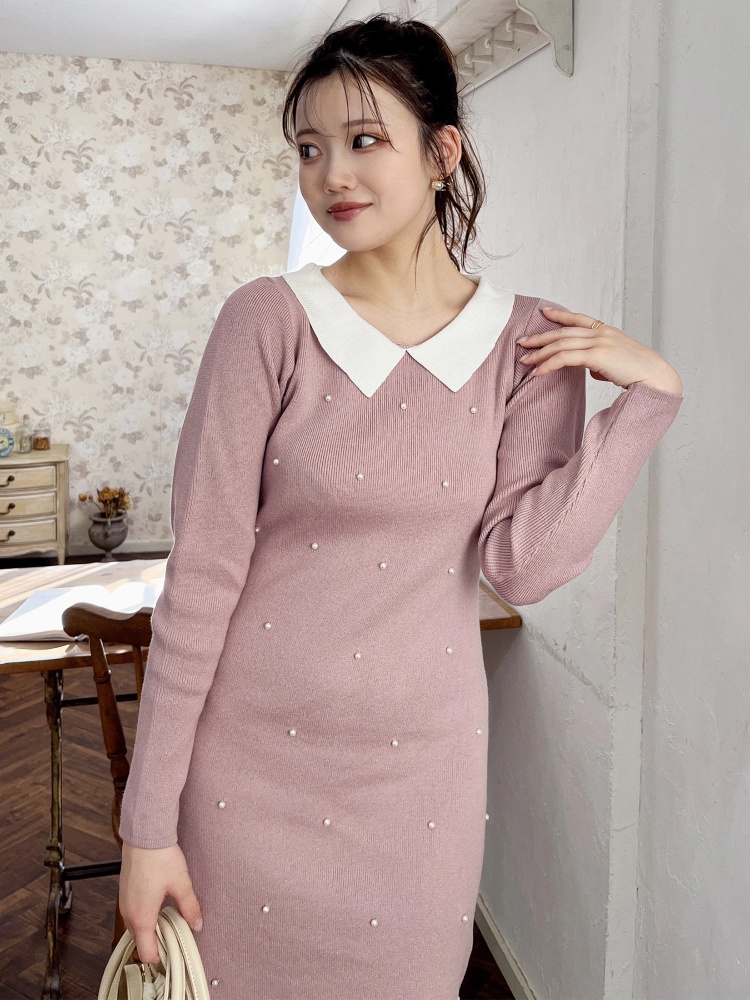 値下げ♡ワンピース ピンクベージュ（値下げ！ 44-552645 Chloe クロエ 