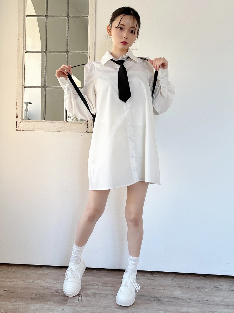 ネクタイ付BIGシャツワンピース｜シャツワンピース｜ワンピース｜MIIA  