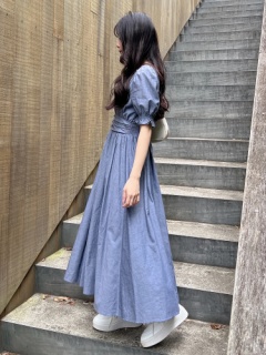 パフスリーブ半袖マキシワンピース｜マキシワンピース｜ワンピース  