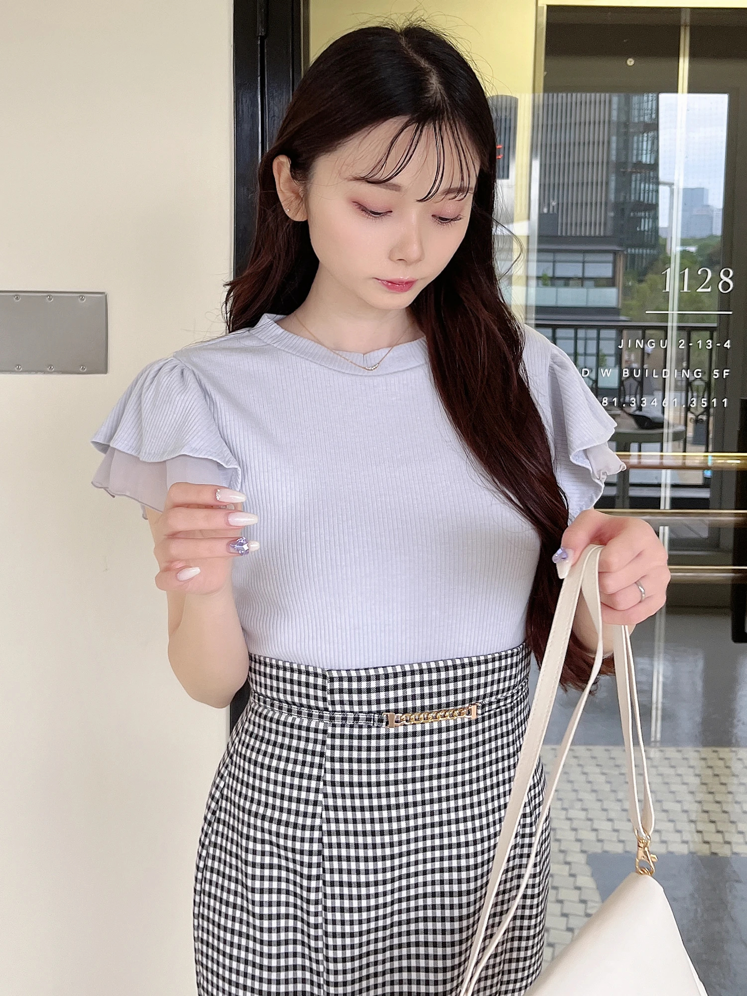 プチネックフリルカットトップス｜Tシャツ・カットソー