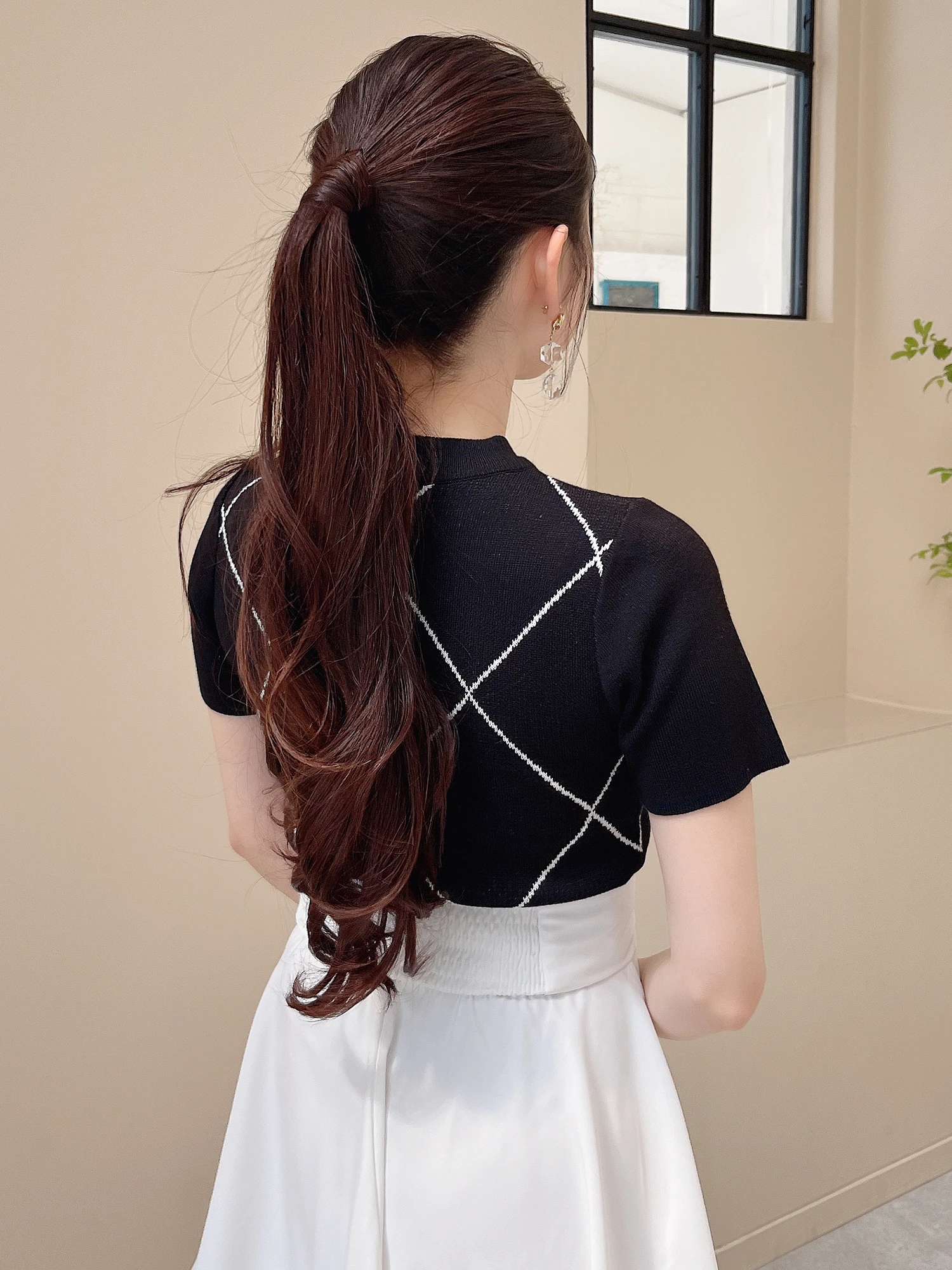 ダイヤ柄リボンニット|ニット|トップス|MIIA(ミーア ダイヤ柄リボンニット|ニット|トップス|MIIA(ミーア
