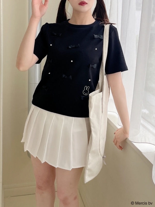 MIIA(ミーア) |miffy パールリボンTシャツ(ブラック)