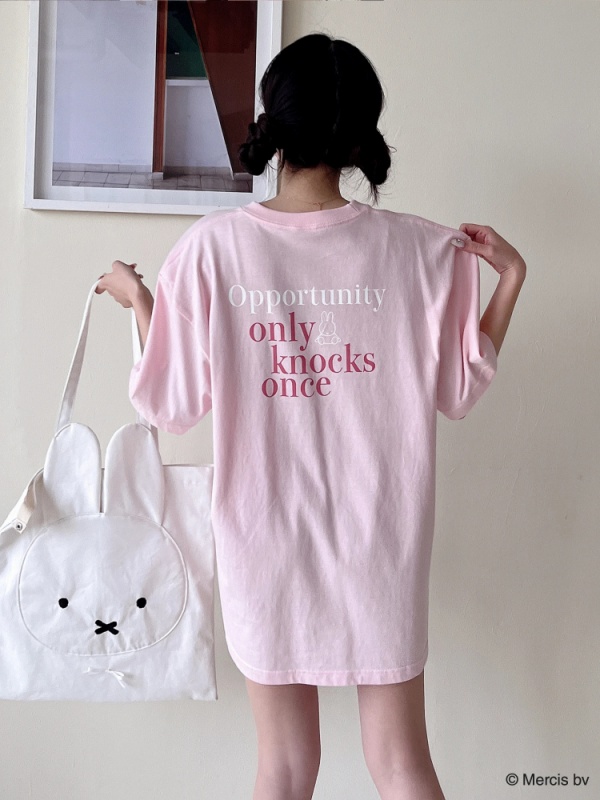 miffy バイカラーロゴプリントTシャツ(ピンク)