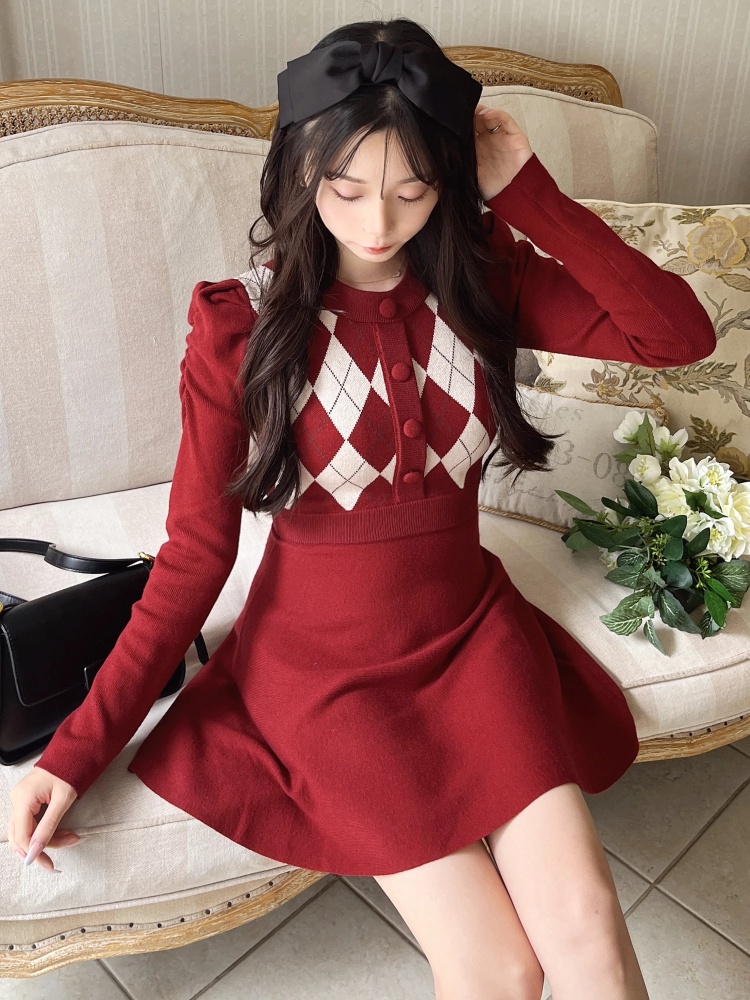 MIIA♡カリーナチェックニットワンピース ミーア ニットワンピース  