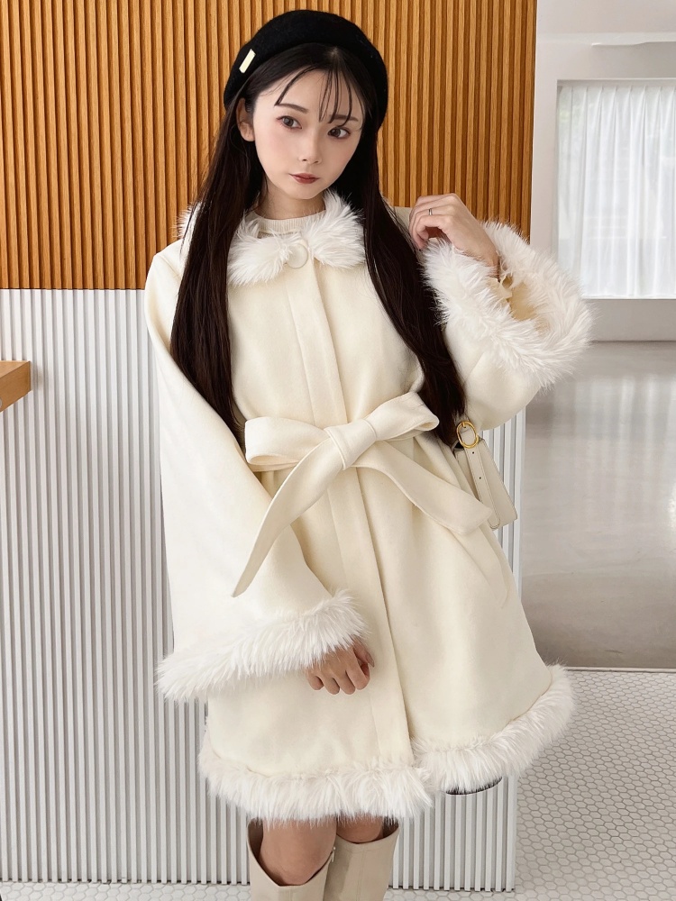 MIIA ミーア 配色トレンチコート オフホワイト OW 眩し F 