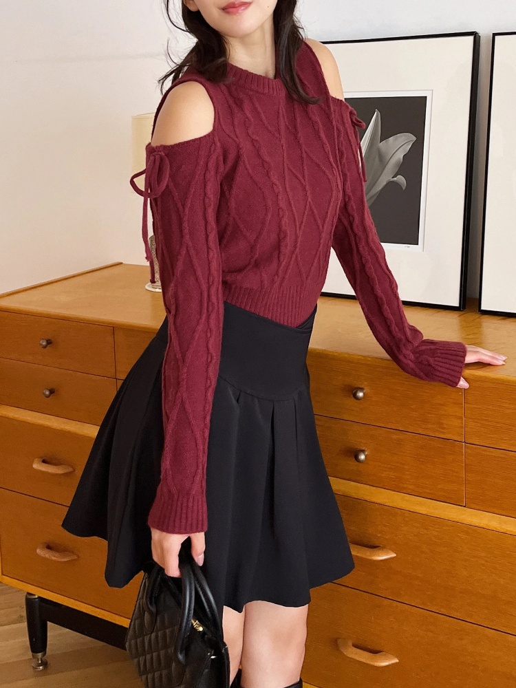 オープンショルダーリボンニット｜ニット｜トップス｜MIIA（ミーア  