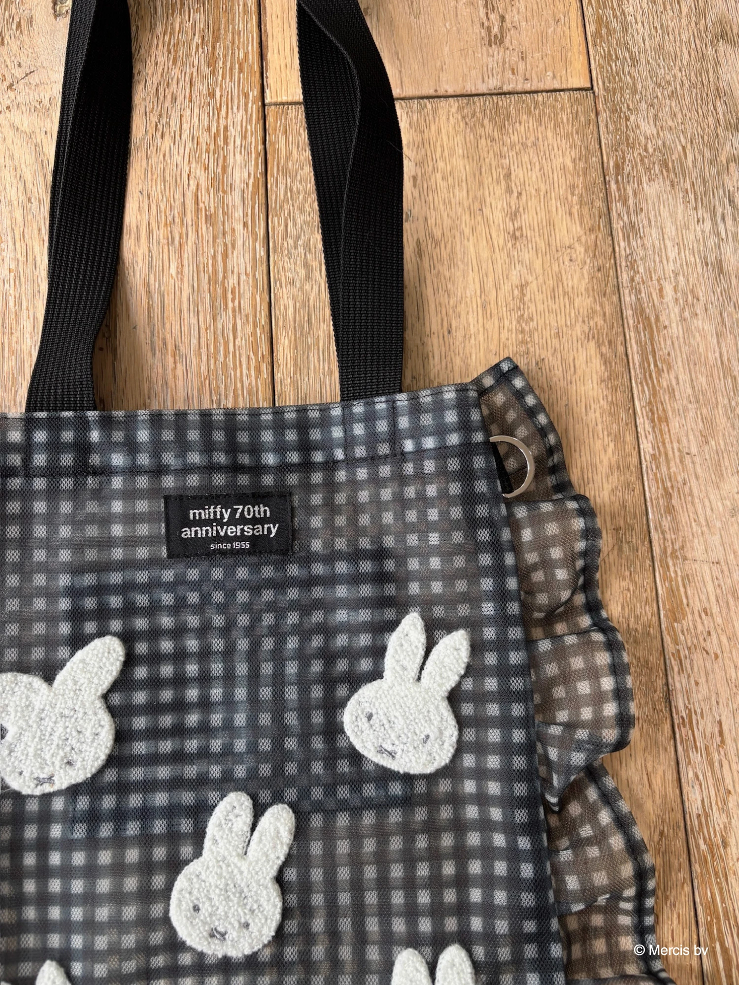MIIA x miffy ギムガムメッシュトート　黒 miffy ギンガムメッシュトート｜トートバッグ｜バッグ｜MIIA