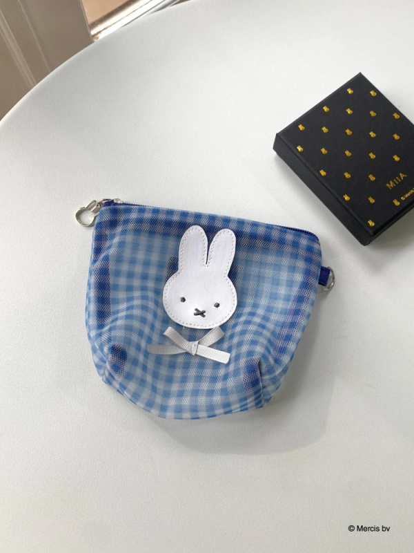 MIIA(ミーア) |miffy ギンガムメッシュポーチ(ブルー)