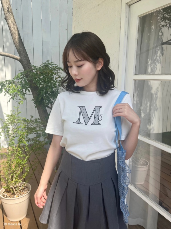 miffy ドットチュールロゴTシャツ(オフホワイト)