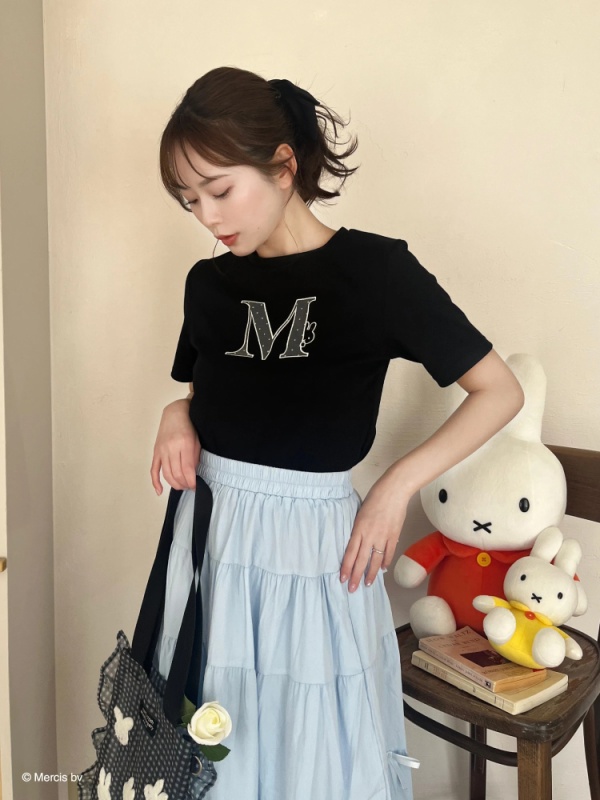 MIIA(ミーア) |miffy ドットチュールロゴTシャツ(ブラック)