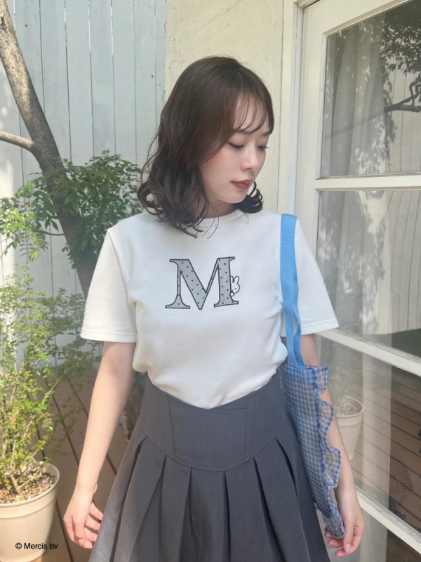 MIIA(ミーア) |miffy ドットチュールロゴTシャツ(オフホワイト)
