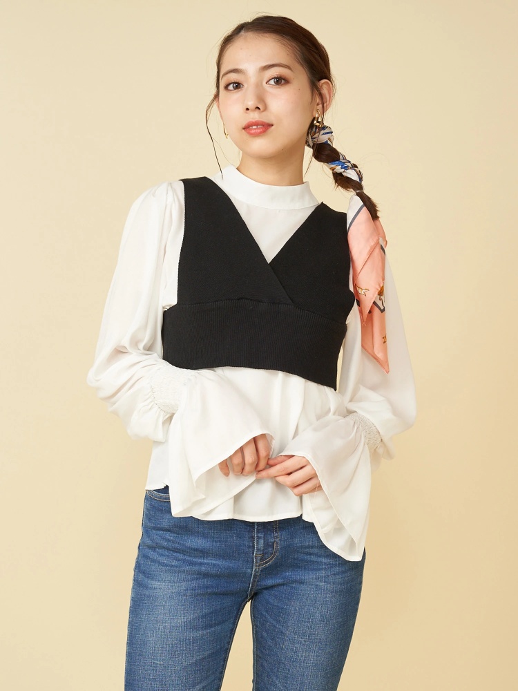 ニットビスチェ付ハイネックブラウス シャツ ブラウス トップス Royal Party ロイヤルパーティ Roomy S Web Store 公式通販 Roomy S Web Store ルーミィーズウェブストア