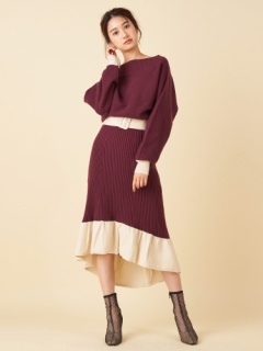 丈が選べる オフショル配色ニットワンピース ニットワンピース ワンピース Royal Party ロイヤルパーティ Roomy S Web Store 公式通販 Roomy S Web Store ルーミィーズウェブストア