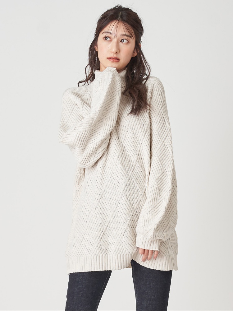 オフタートルケーブルニットチュニック ニット トップス Royal Party ロイヤルパーティ Roomy S Web Store 公式通販 Roomy S Web Store ルーミィーズウェブストア