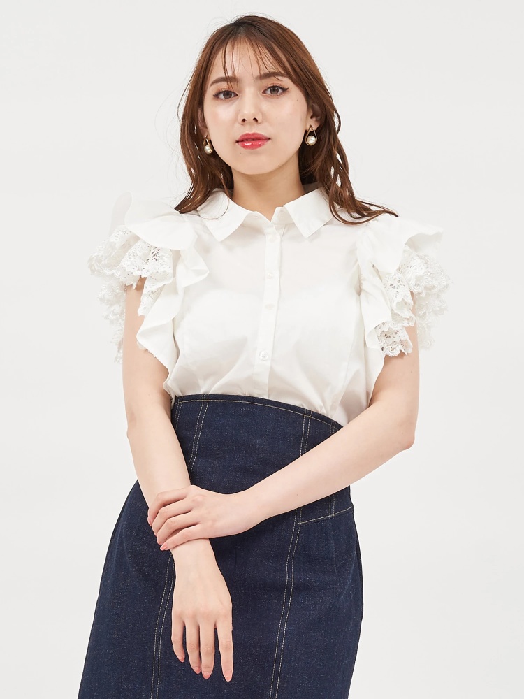ボリュームラッフル袖レースブラウス シャツ ブラウス トップス Royal Party ロイヤルパーティ Roomy S Web Store 公式通販 Roomy S Web Store ルーミィーズウェブストア