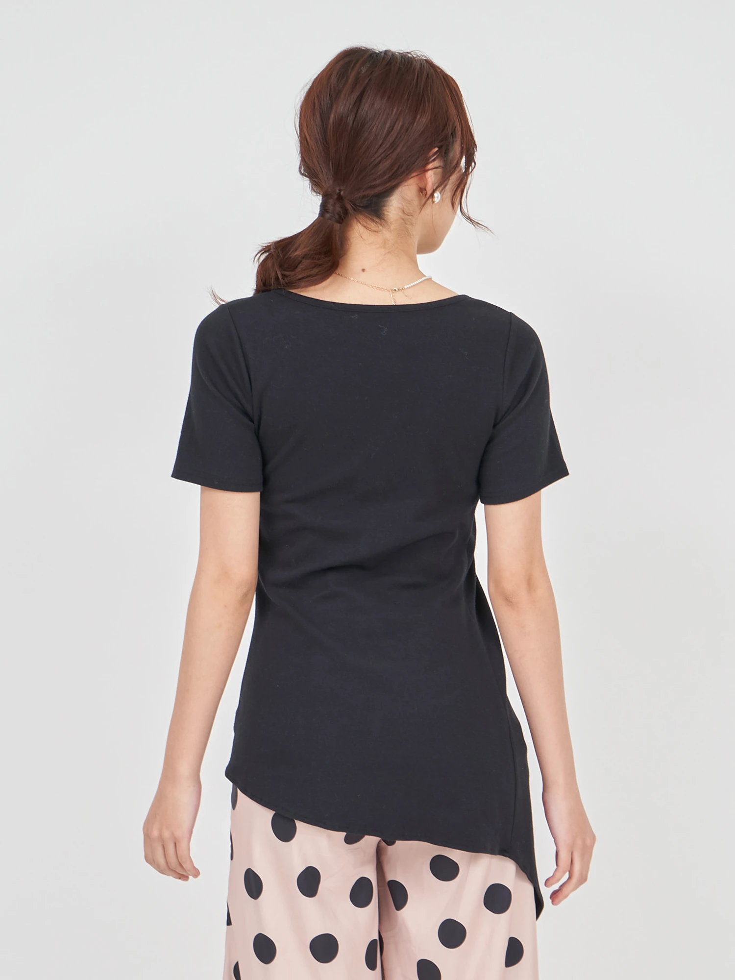 tシャツ 「新色ブラウン登場」アシメギャザーTシャツ レディース ドロストギャザーアシメカットトップス｜Tシャツ・カットソー