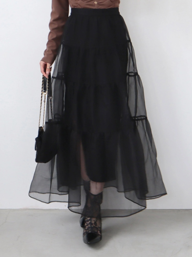 関西コレクション2023 ゆうこす様 着用】オーガンジーフレア重ねタイト  