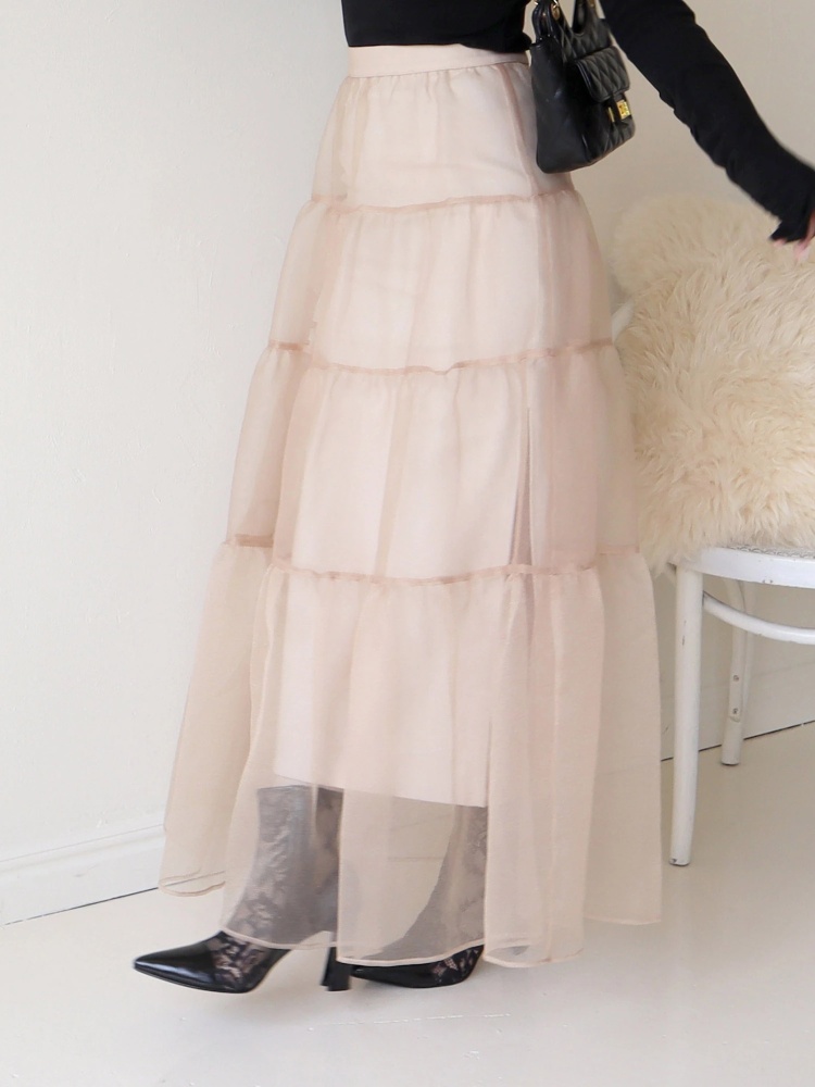 関西コレクション2023 ゆうこす様 着用】オーガンジーフレア重ねタイト  