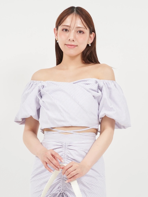 ROYAL PARTY(ロイヤルパーティ) |ウエストクロスタックカシュクールトップス(パープル)