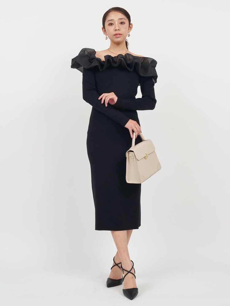 オフショルオーガンジータイトワンピース｜ワンピース｜ワンピース 