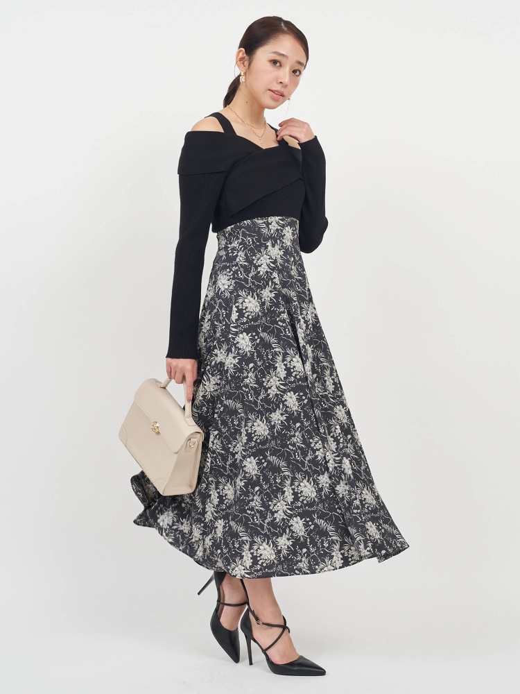 オフショルドッキングフラワーワンピース｜ワンピース｜ワンピース  