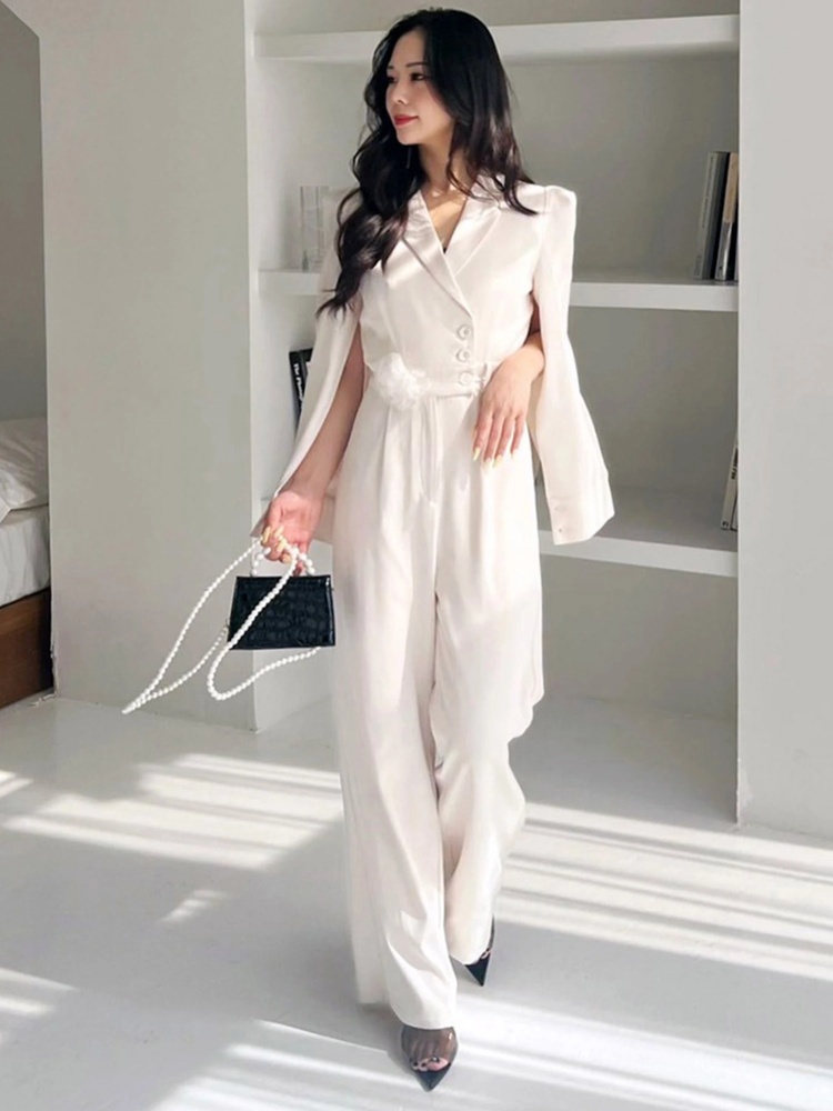 丈が選べる】ベルト付ケープ風オールインワン｜オールインワン  