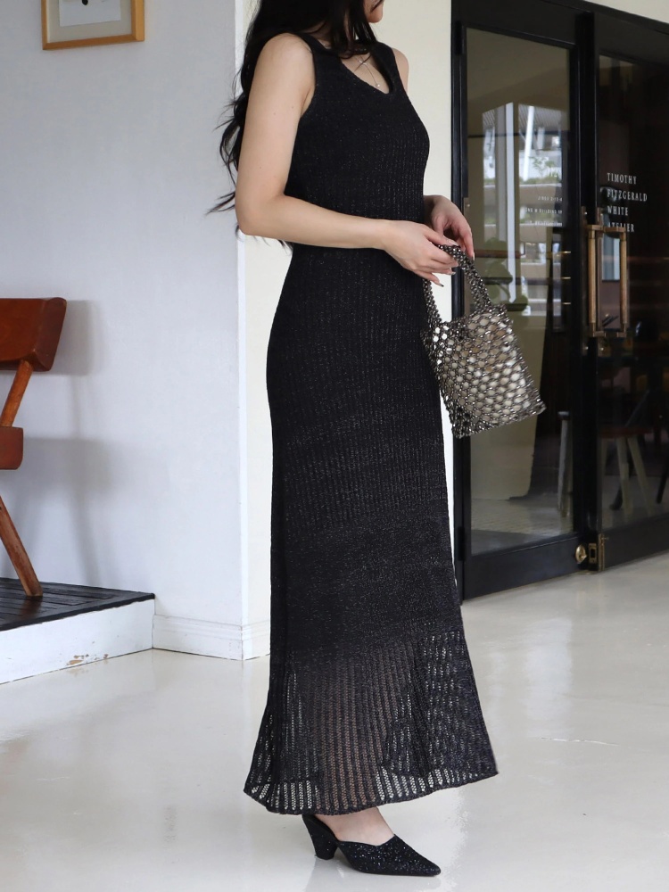 透かし編みニットマキシワンピース｜ニットワンピース｜ワンピース 