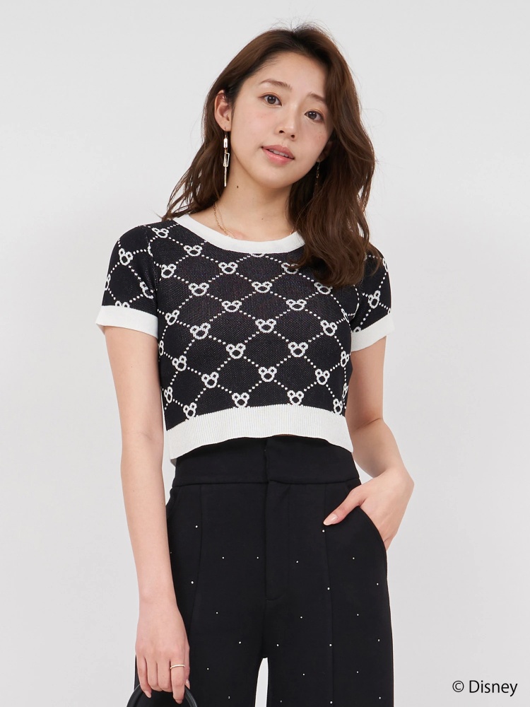 さりげなミッキー】配色ジャガードニットトップス｜ニット｜トップス  