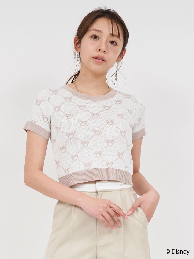 さりげなミッキー】配色ジャガードニットトップス｜ニット｜トップス  