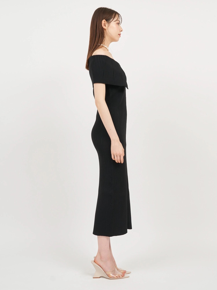 丈が選べる】ダブルZIPオフショルタイトニットワンピース｜ニット  