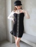 ROYAL PARTY(ロイヤルパーティ) |シアーシャツドッキング配色ニットタイトミニワンピース