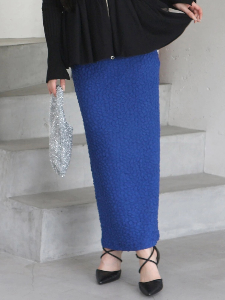 カラーカットジャガードロングタイトスカート｜スカート｜スカート  
