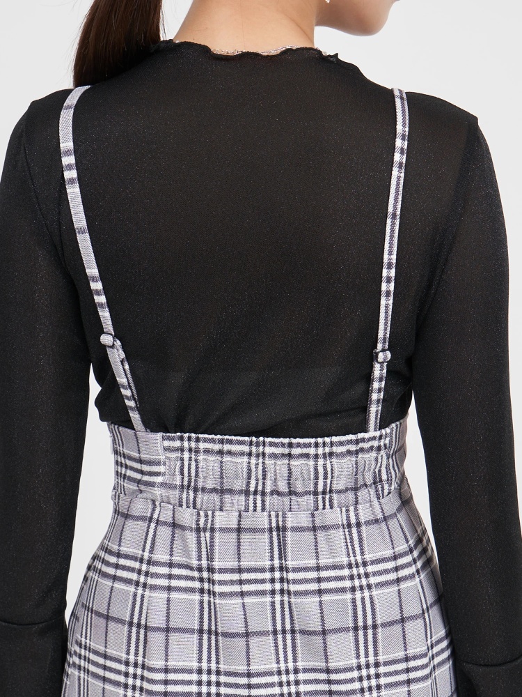 サスペンダー付ギャザーラッフルマーメイドスカート｜スカート  