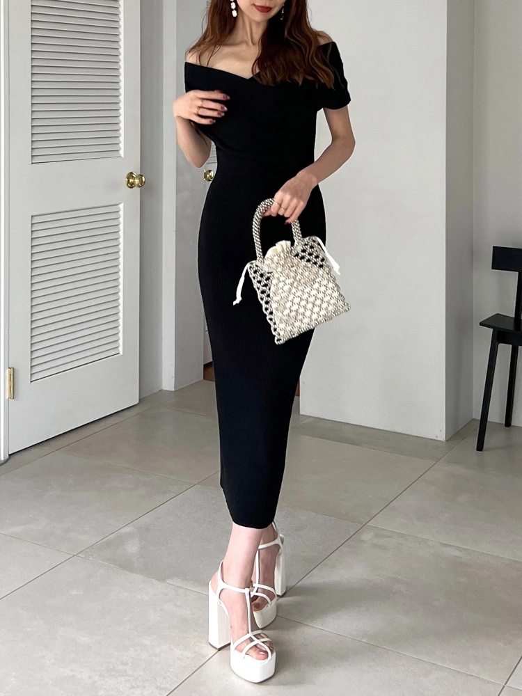 タックカシュクールタイトニットワンピース｜ニットワンピース  