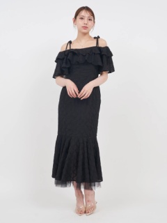 ラッフルフリルオフショルマーメイドワンピース｜ワンピース  