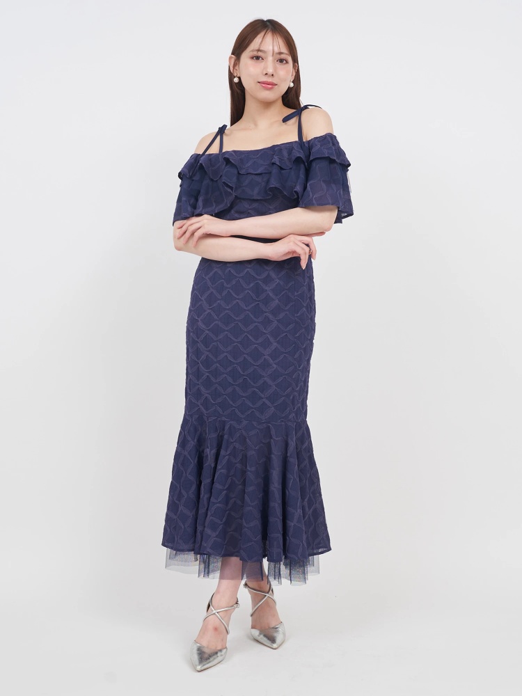 ラッフルフリルオフショルマーメイドワンピース｜ワンピース  