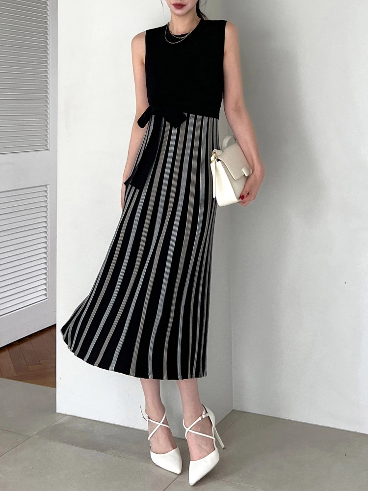 theory 静穏 22AW ニットコンビロングワンピース プリーツ切替  