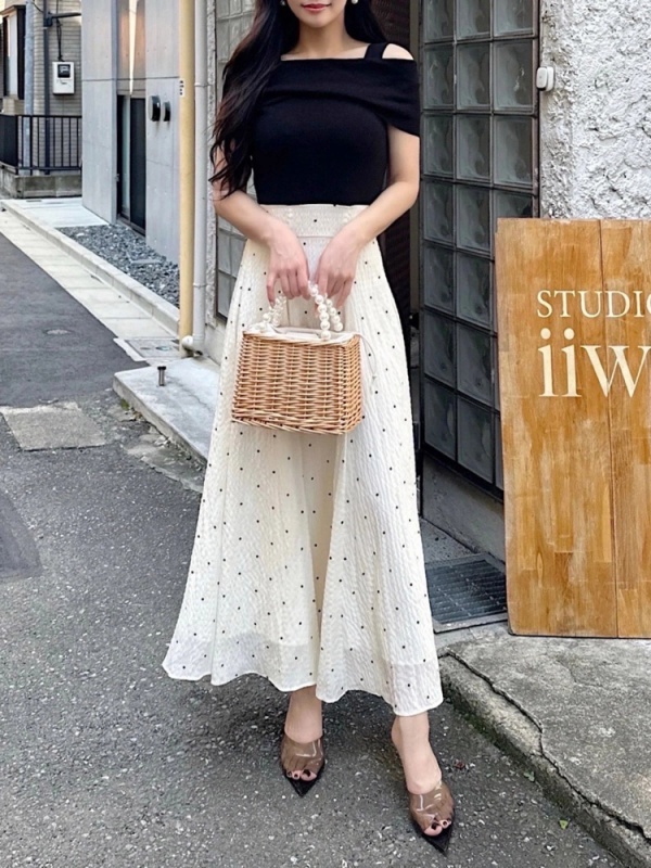 ROYAL PARTY(ロイヤルパーティ) |オフショルニットドッキングドットワンピース