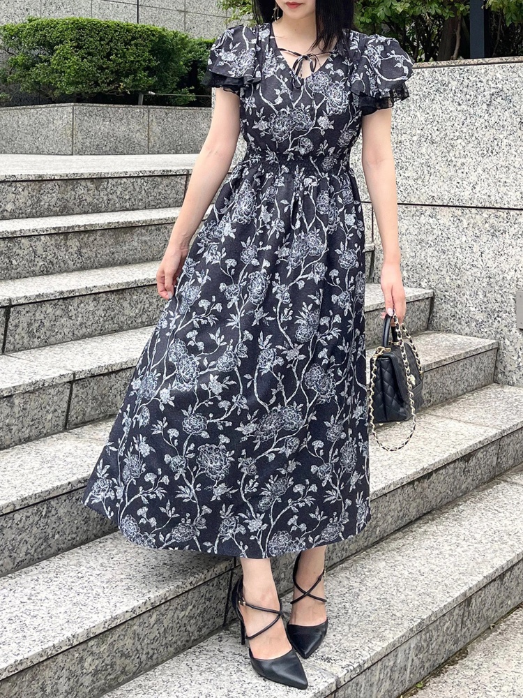 オリジナル花柄ロングフレアワンピース｜ワンピース｜ワンピース  