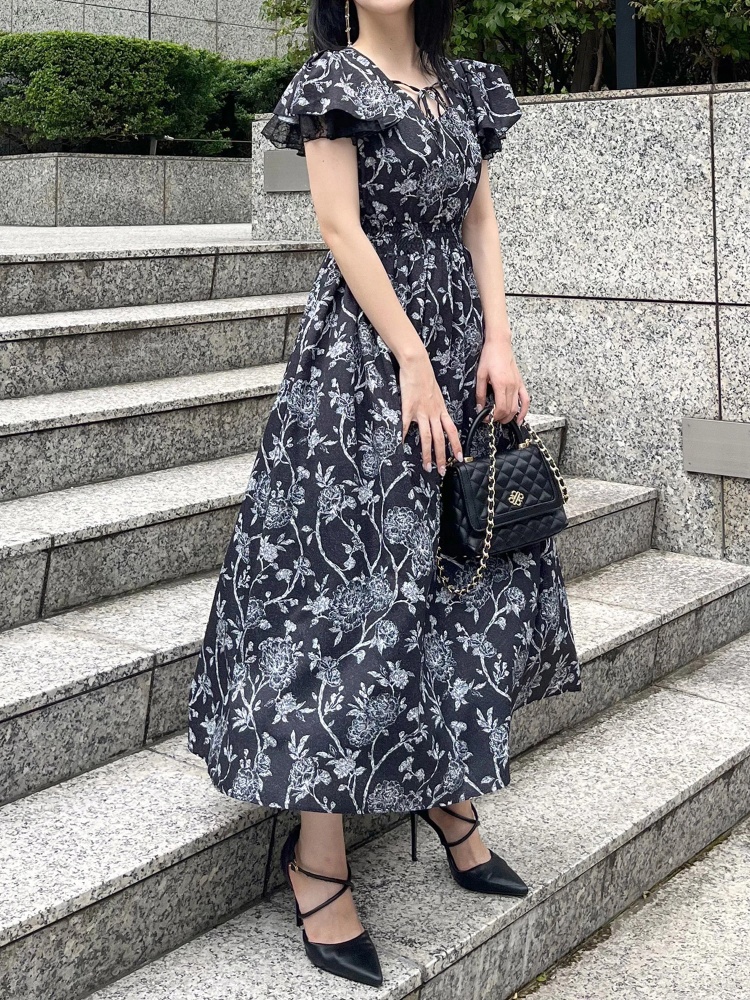 PINK HOUSE ♡ロイヤルクィーンベリー ミディ丈ワンピース（黒ロイヤル  